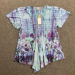 World Unity‎ Top Women's 0X Floral Casual Multicolor Polyester Blend NWT